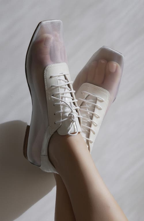 Andrea Gomez Antonia Leather-mesh Oxford Flats In White