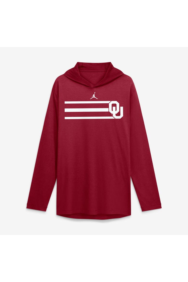 Men's Jordan Brand Crimson Oklahoma Sooners Primetime Pattern Tri-Blend Dri-FIT Long Sleeve Hooded T-Shirt, Main, color, Crimson