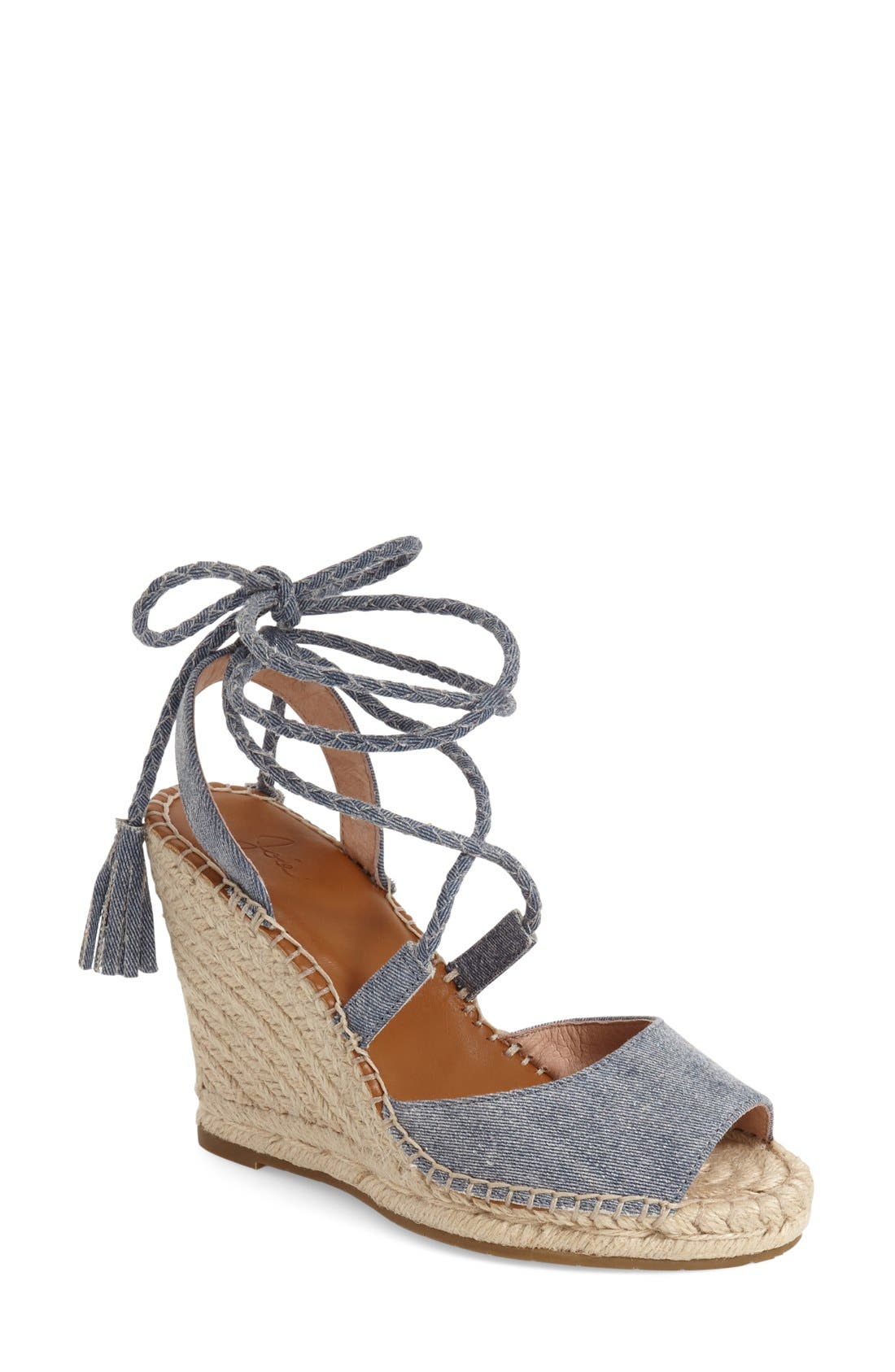 'Phyllis' Espadrille Wedge, Main, color, DENIM FABRIC