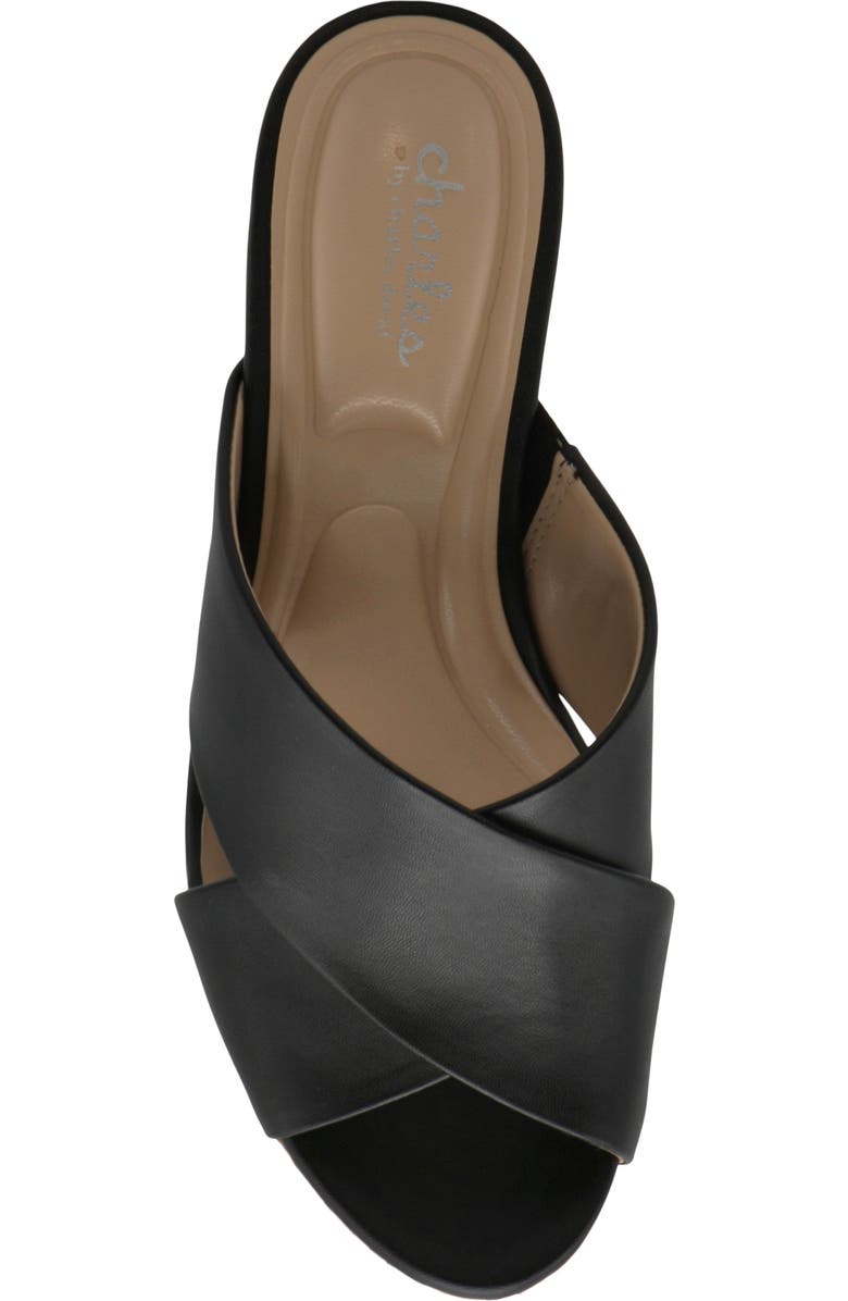 Charles by Charles David Latrice Cork Wedge Sandal, Alternate, color, Black-Sm