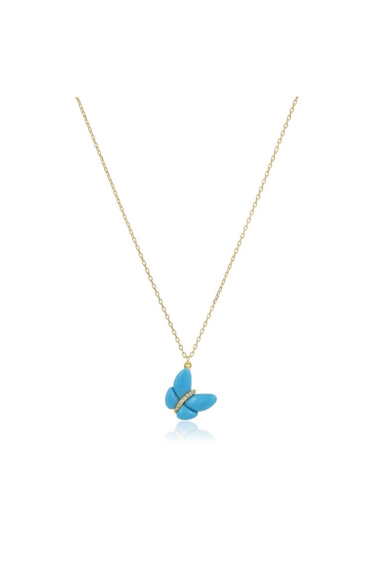 Asymmetrical Turquoise Butterfly Necklace, Main, color, Turquoise