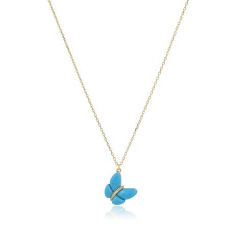 Asymmetrical Turquoise Butterfly Necklace