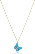The Lovery Fine Jewelry Asymmetrical Turquoise Butterfly Necklace