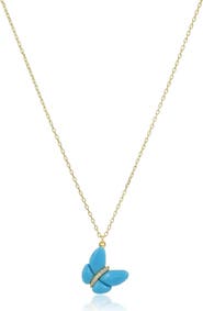 The Lovery Fine Jewelry Asymmetrical Turquoise Butterfly Necklace
