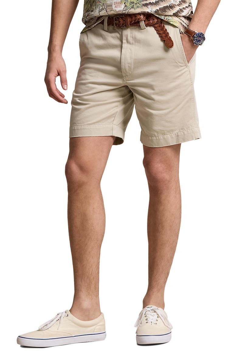 Flat Front Cotton Twill Chino Shorts, Main, color, CLASSIC STONE