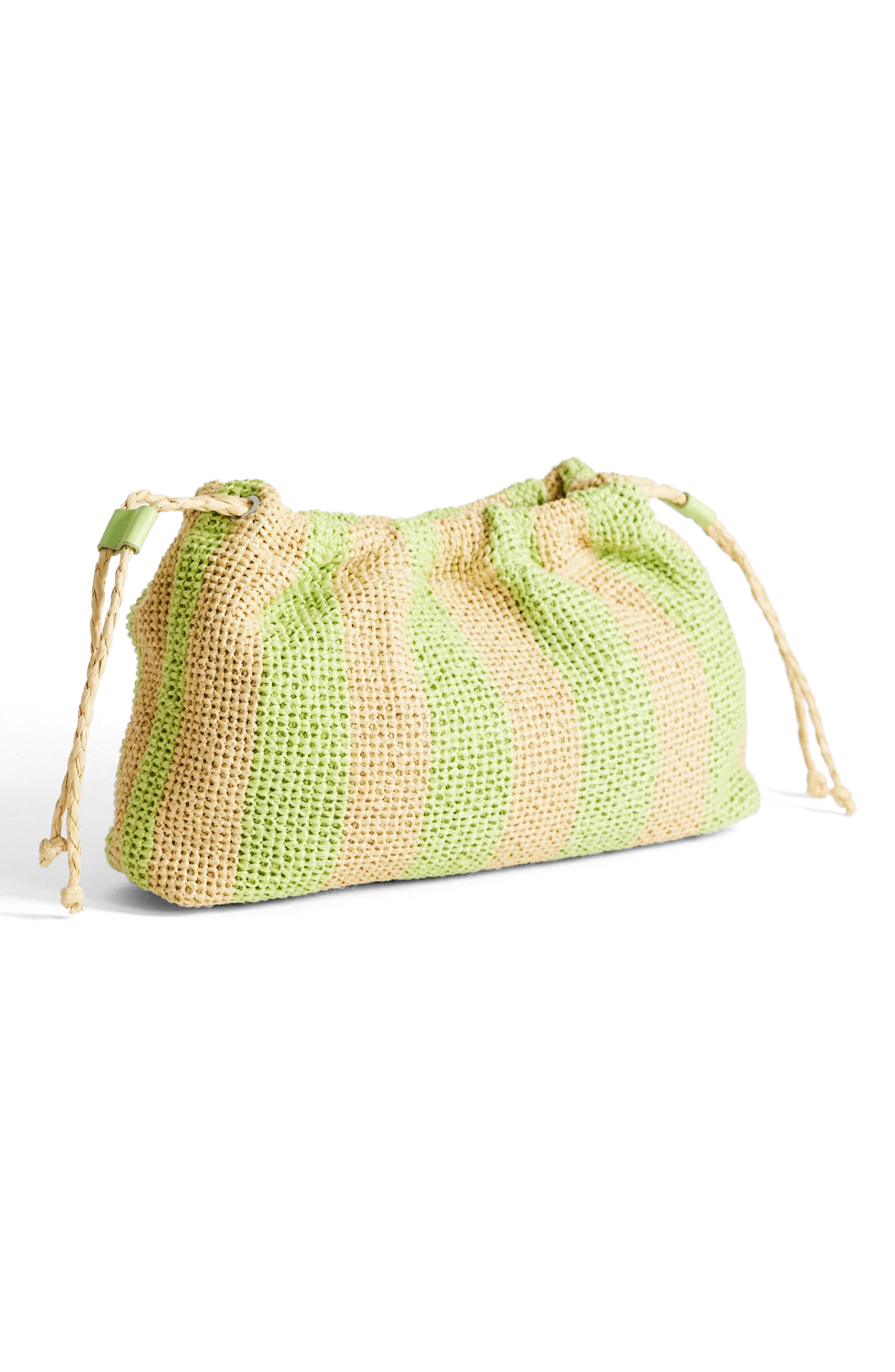 Jay Stripe Straw Clutch, Alternate, color, YELLOW