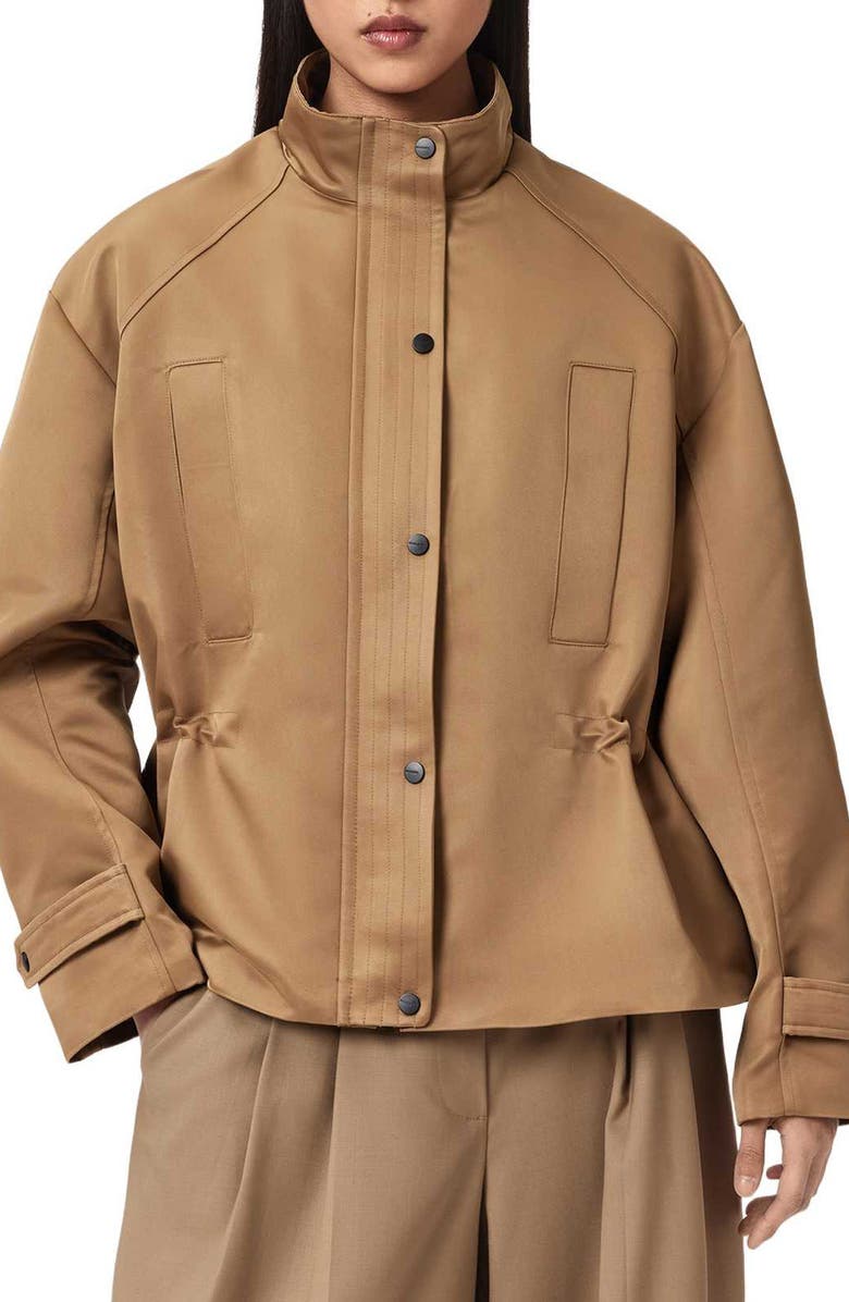 AllSaints Oversize Luellah Jacket, Main, color, Greige Brown