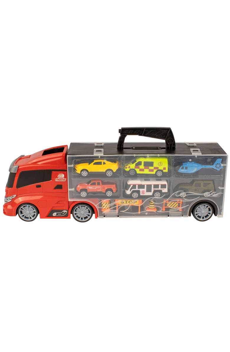 Sinco Mighty Motors Mega Big Rig Carry Case Red 15.75" Age 3+, Alternate, color, 