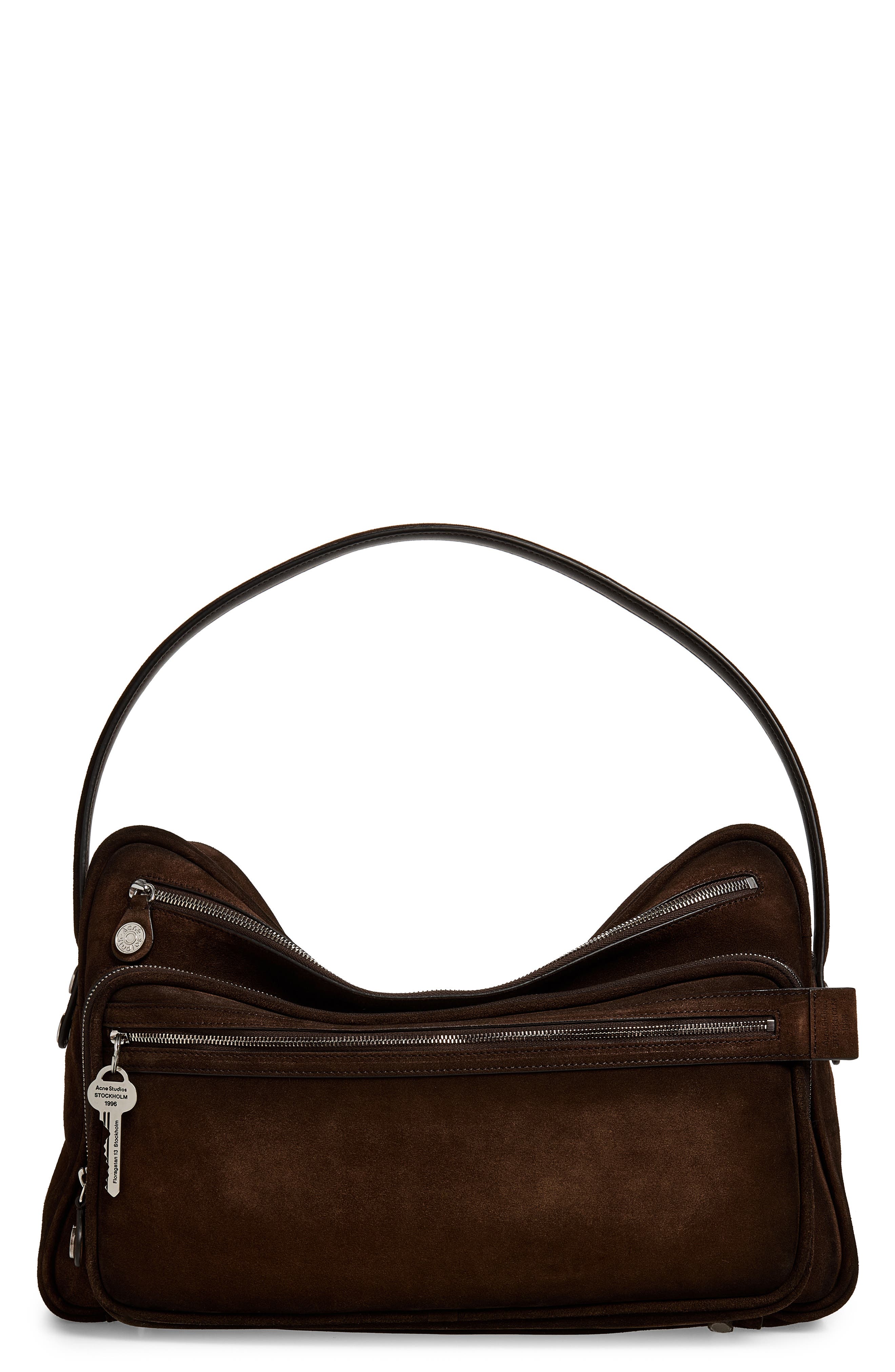 Camero Camera Suede Shoulder Bag, Main, color, DARK BROWN