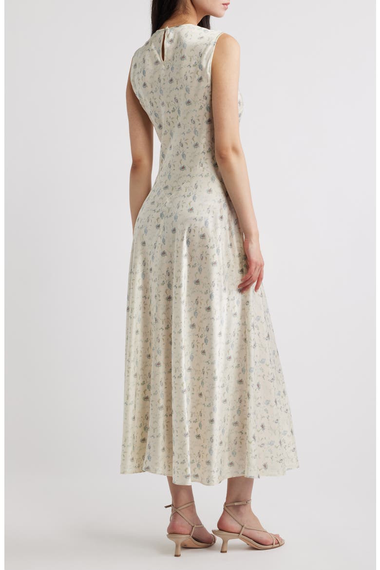 Adelana Floral Silk Midi Dress, Alternate, color, CAMELLIA BLOOM