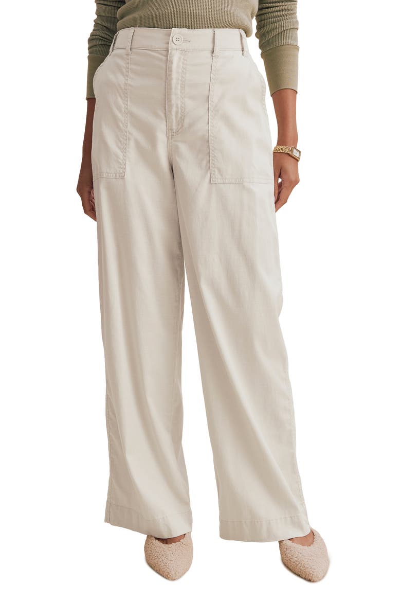 Colette Wide Leg Stretch Cotton Blend Pants, Main, color, LIGHT FAWN BEIGE