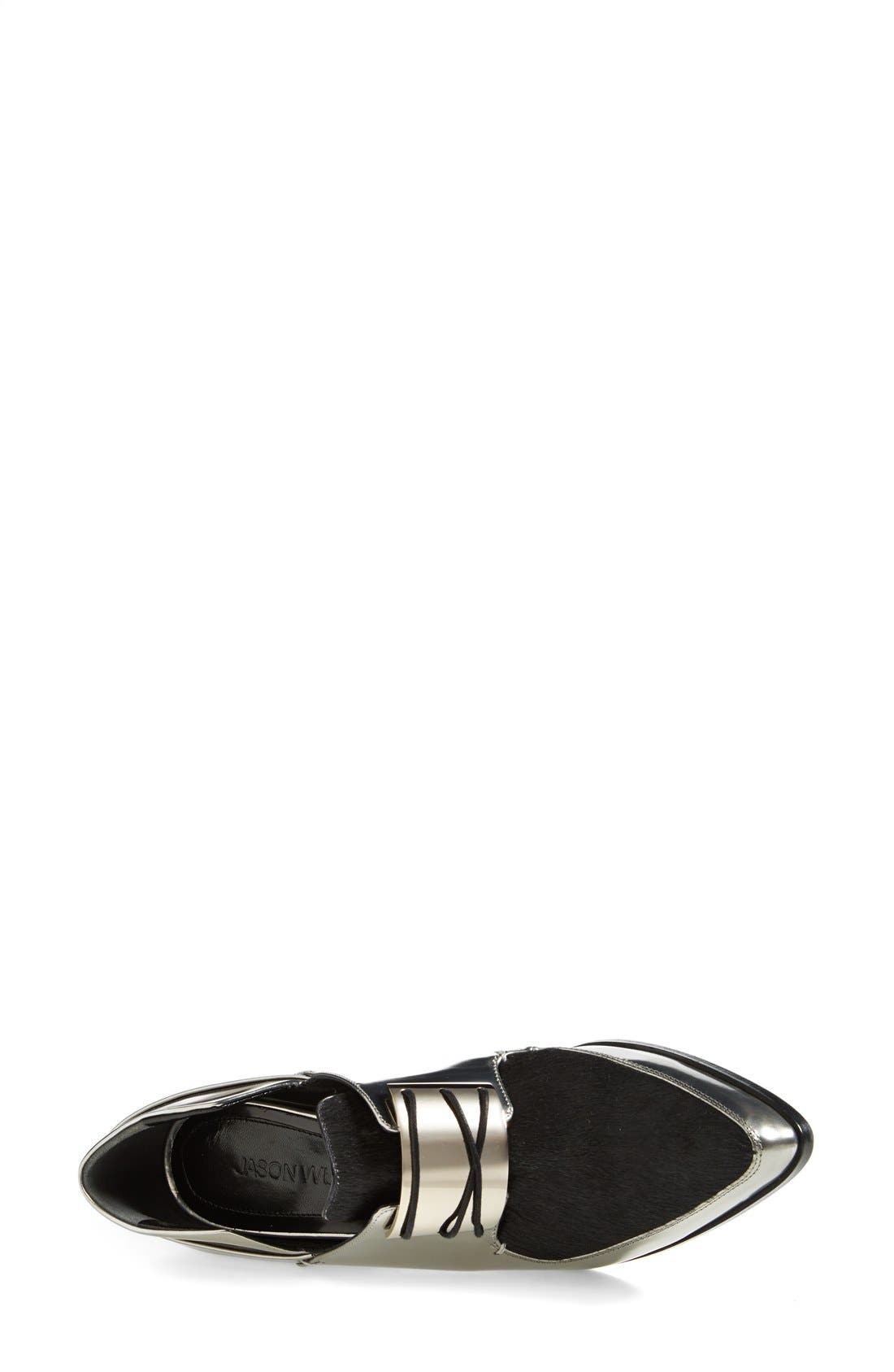 Metal Plate Laminated Calf Hair Pump, Alternate, color, SILVER