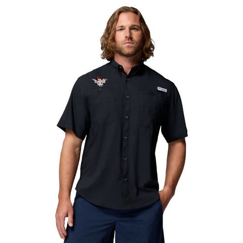 Men's Columbia Black Texas Longhorns Tamiami Omni-Shade Button-Down Shirt