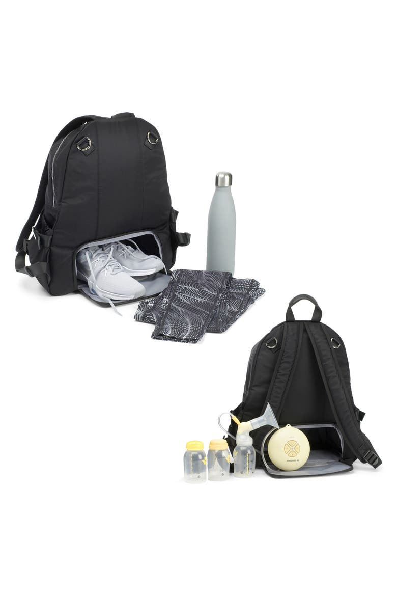 Hero Luxe Water Resistant Nylon Backpack Diaper Bag, Alternate, color, BLACK