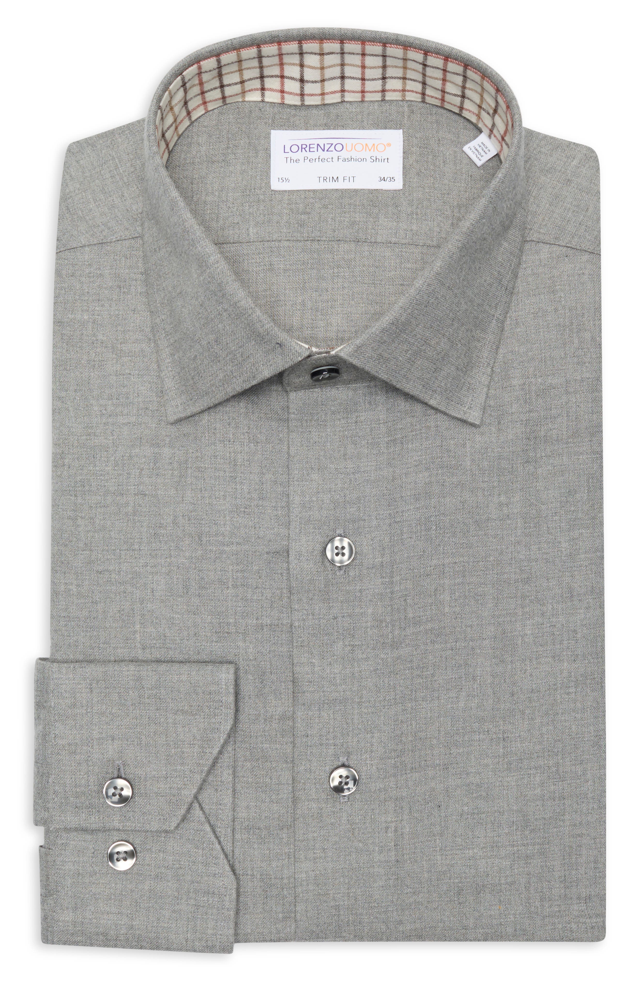 Lorenzo Uomo Trim Fit Heathered Cotton Dress Shirt