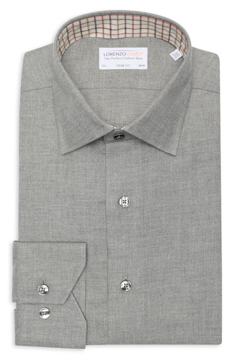 Lorenzo Uomo Trim Fit Heathered Cotton Dress Shirt, Main, color, Sterling