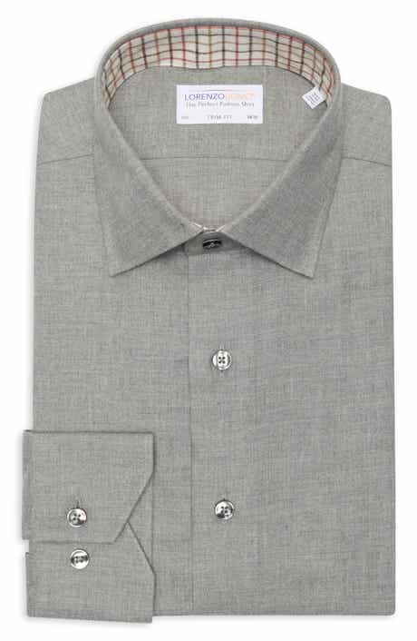 Lorenzo Uomo Trim Fit Heathered Cotton Dress Shirt