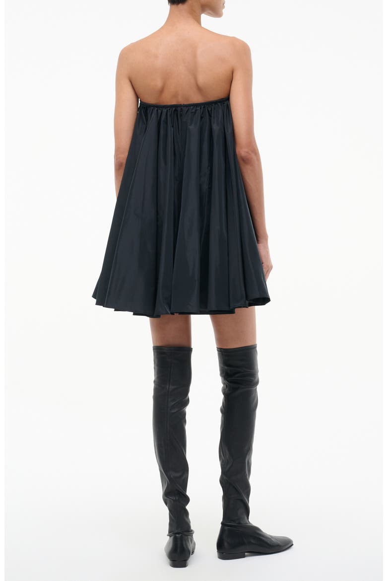 Sofia Strapless Satin Trapeze Minidress, Alternate, color, BLACK