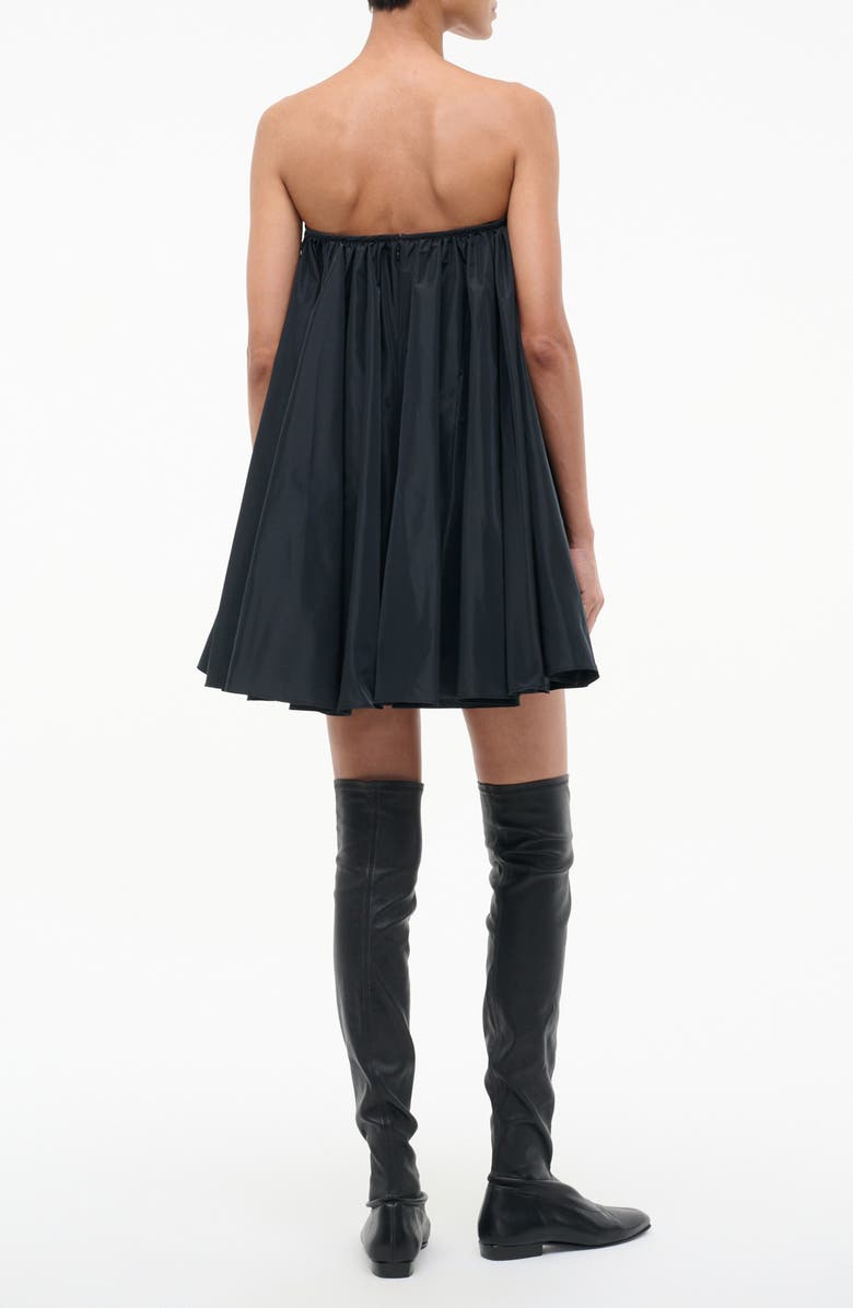 STAUD Sofia Strapless Satin Trapeze Minidress, Alternate, color, Black