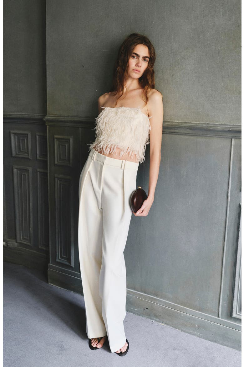 Textured Fringe Strapless Crop Top, Alternate, color, VANILLA