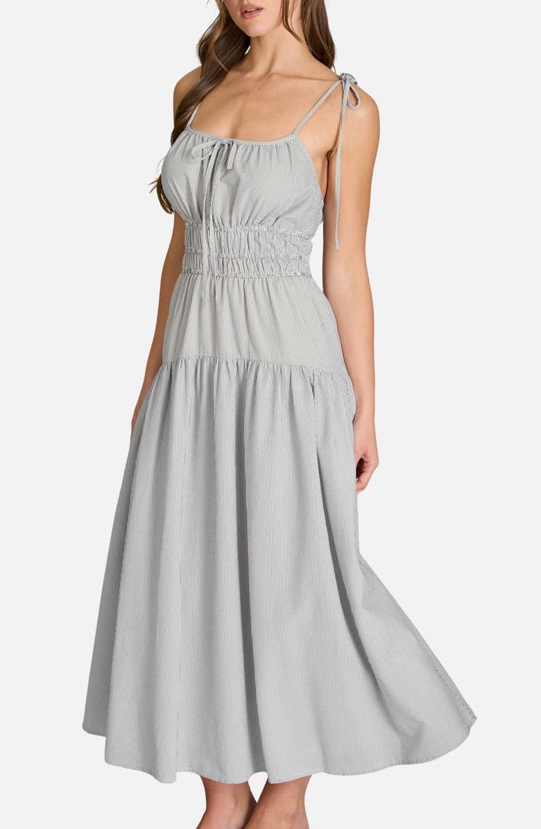 Blu Pepper Stripe Tiered Midi Sundress, Alternate, color, Charcoal