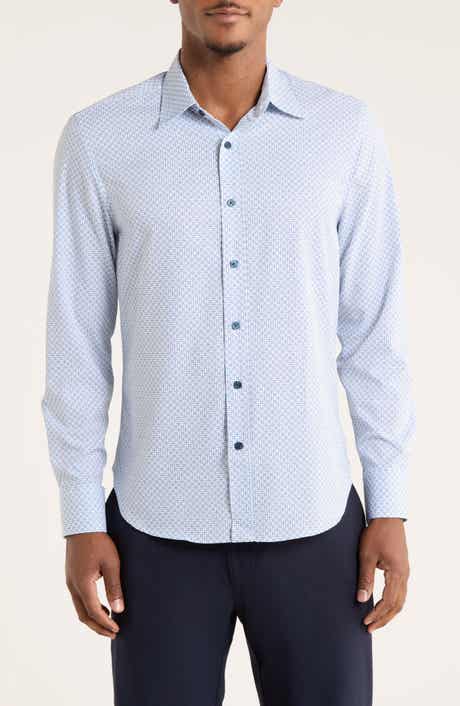 CONSTRUCT Geometric Print Slim Fit Performance Button-Up Shirt