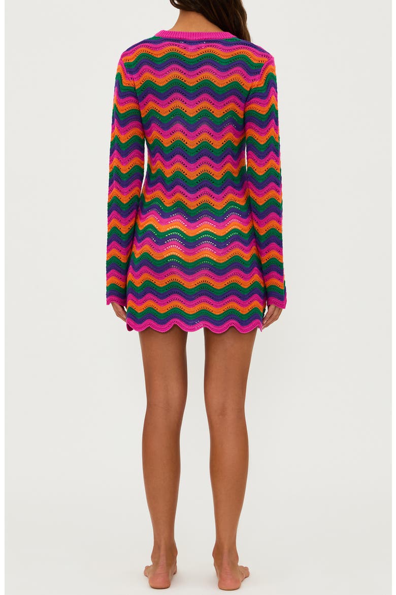 Libbi Long Sleeve Cover-Up Dress, Alternate, color, SUNSET WAVES
