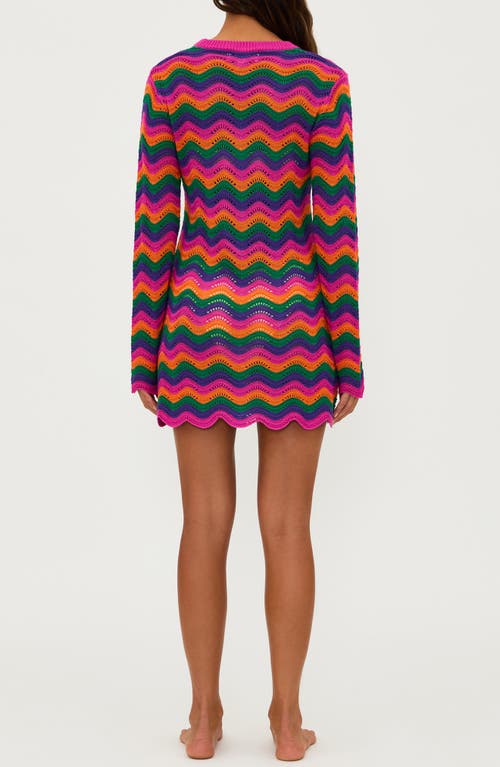 Beach Riot Libbi Long-sleeve Crochet Mini Dress In Sunset Waves
