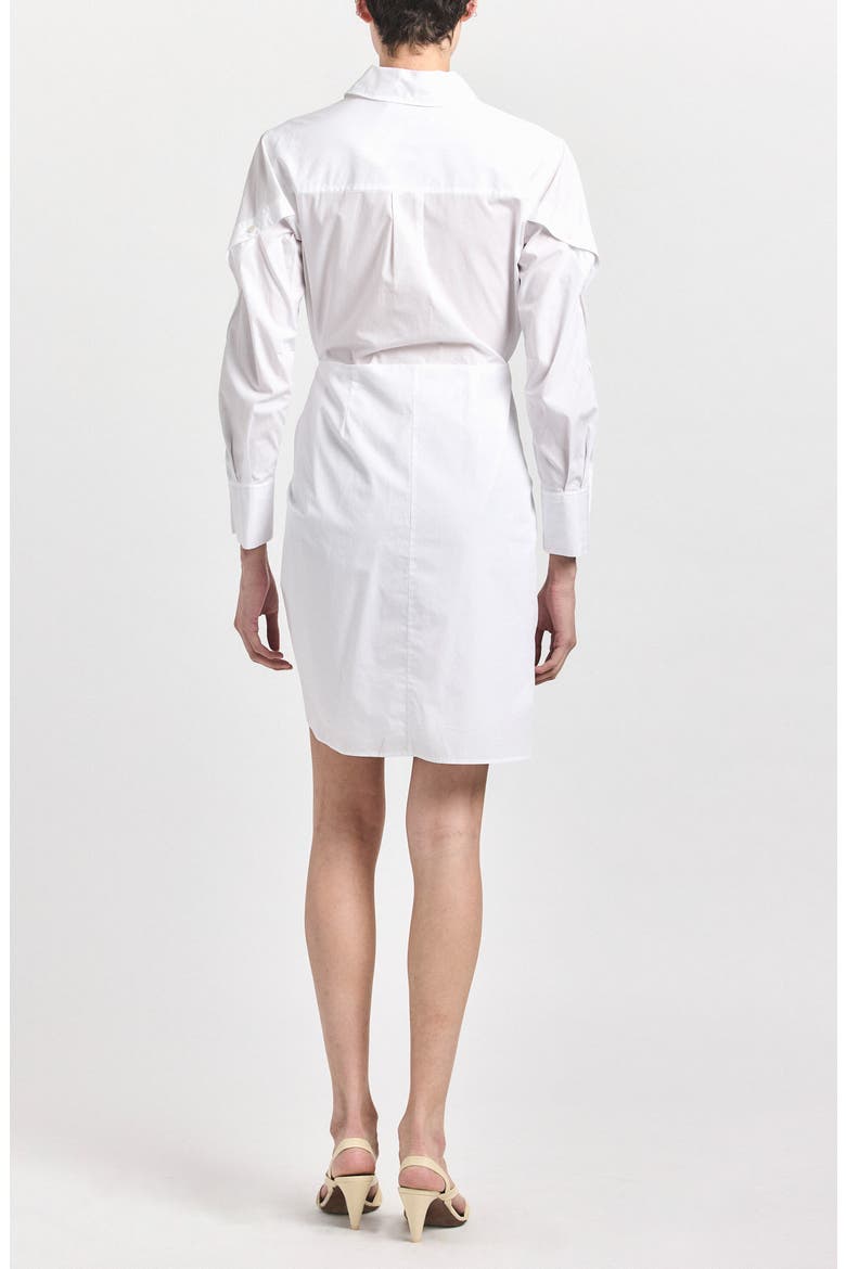 Tie Waist Cotton Shirtdress, Alternate, color, WHITE