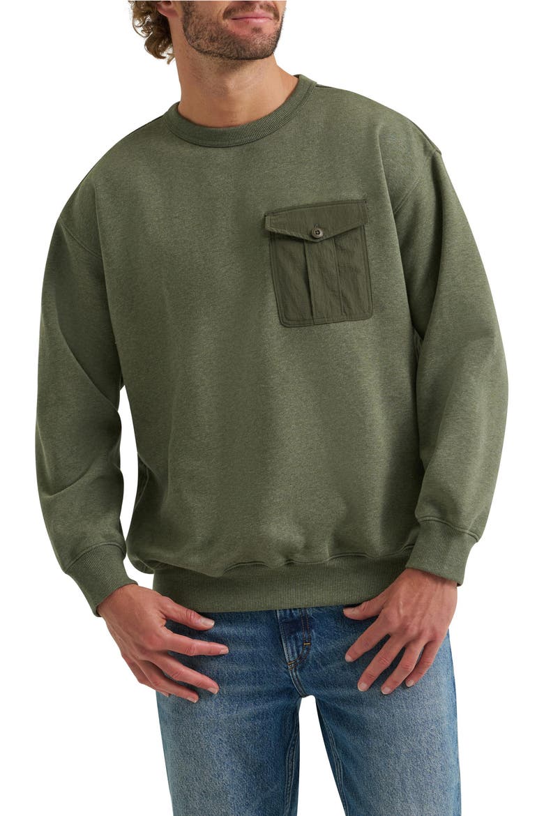 Chest Pocket Crewneck Sweatshirt, Main, color, OAK MOSS