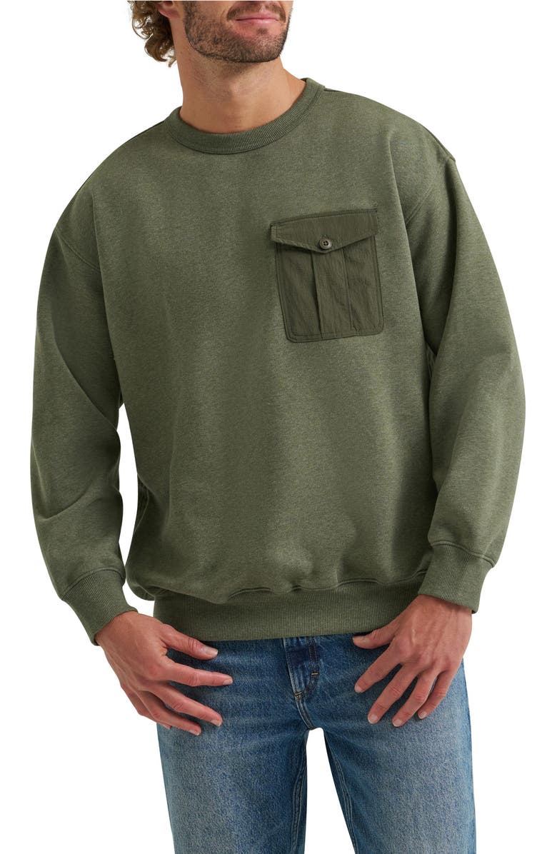 Lee Chest Pocket Crewneck Sweatshirt, Main, color, Oak Moss