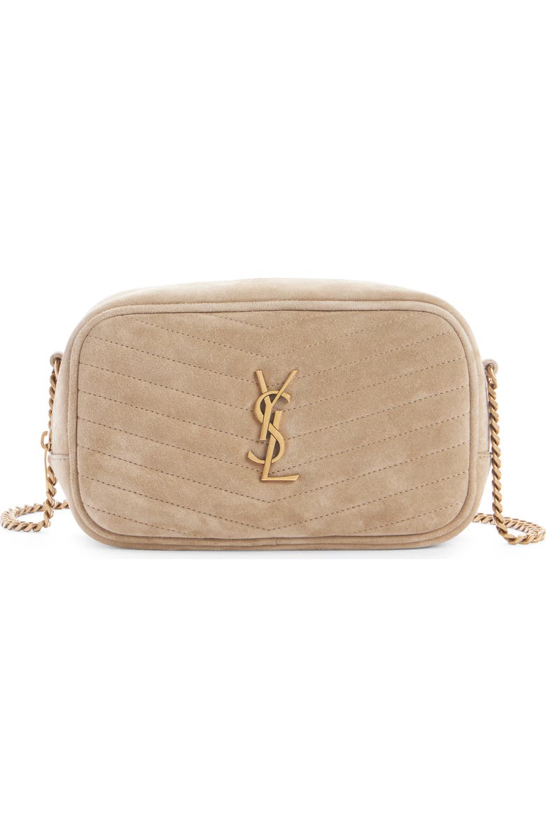 Saint Laurent Mini Lou Matelassé Suede Camera Bag, Main, color,