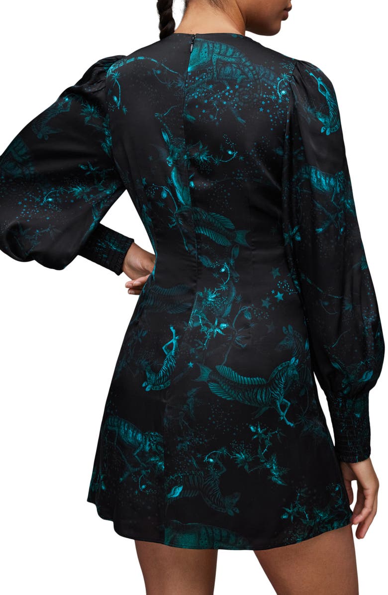 AllSaints Auden Cosmic Print Long Sleeve Minidress, Alternate, color, Emerald Green