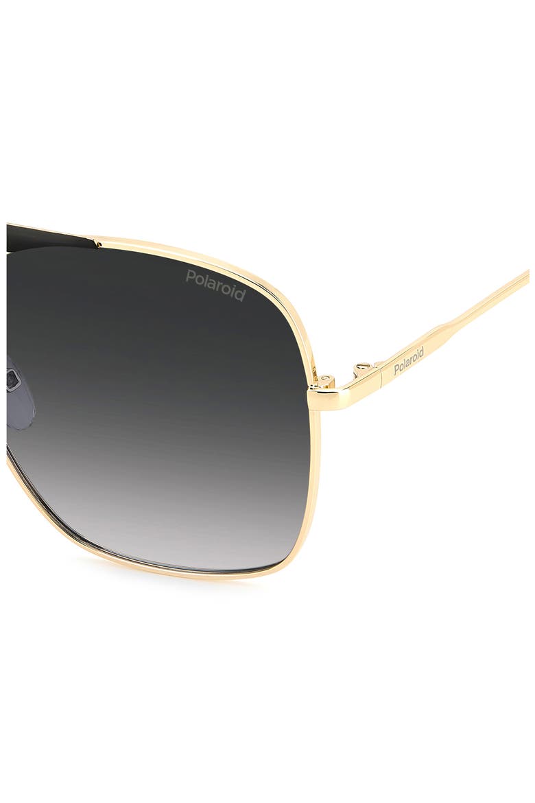 59mm Flat Front Polarized Square Sunglasses, Alternate, color, MATTE BLACK-GOLD/ GRAY POLAR