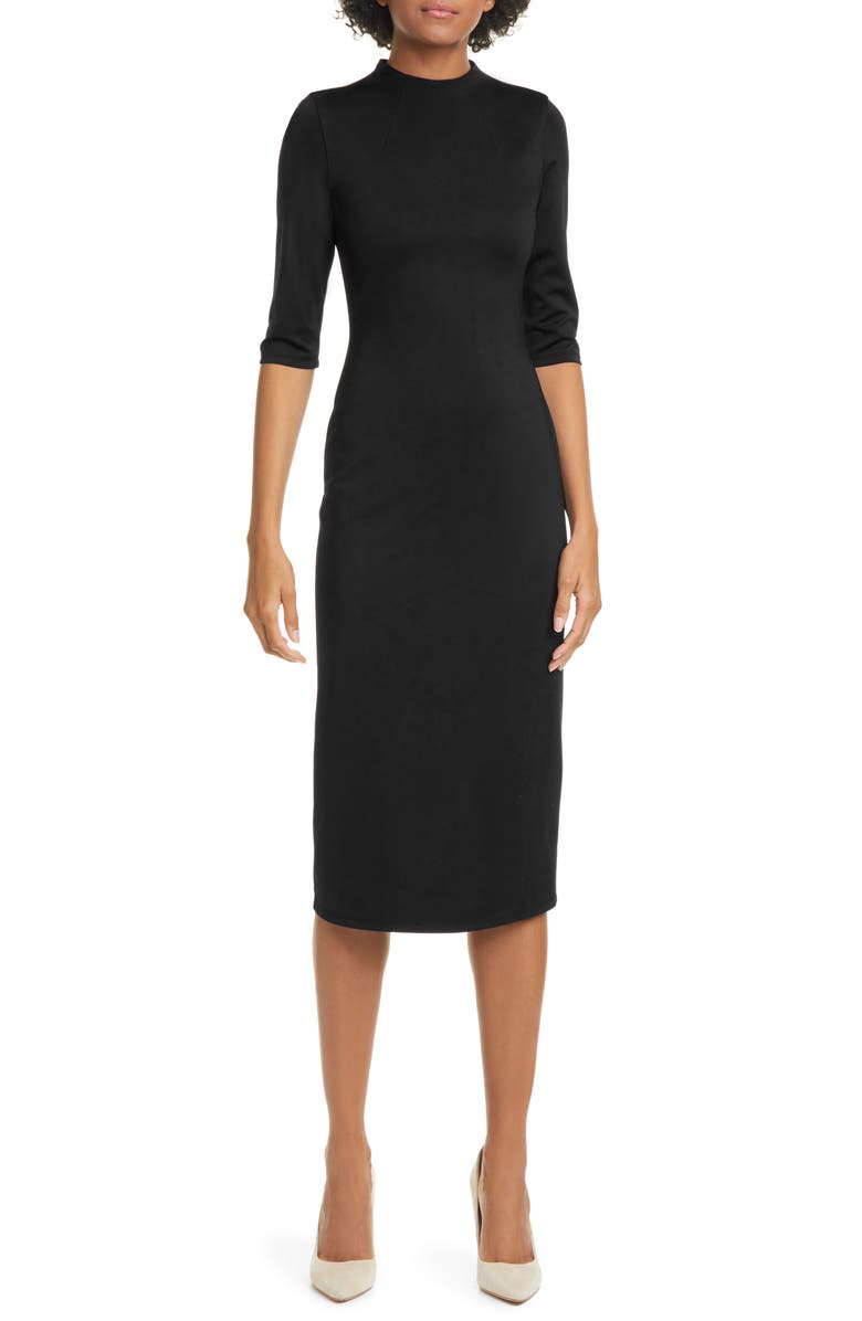 Alice + Olivia Delora Fitted Mock Neck Dress, Main, color, 