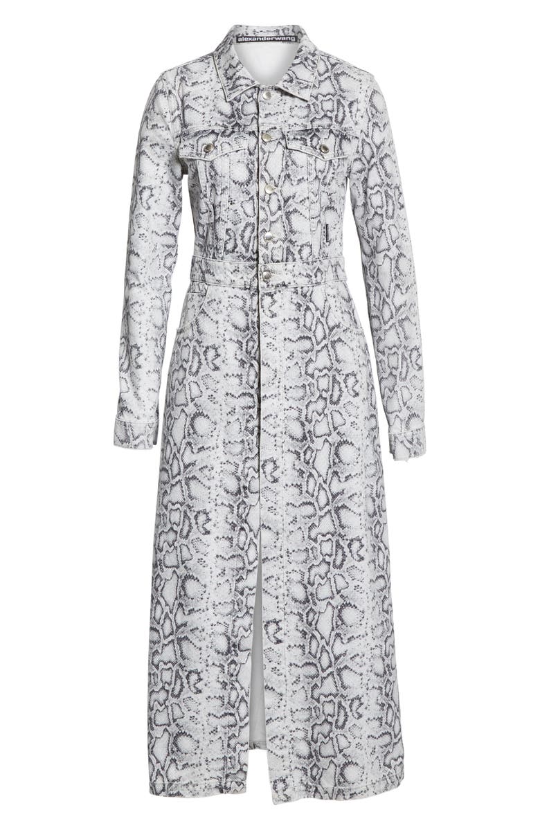 Denim x Alexander Wang Python Print Denim Trench Coat, Alternate, color, 