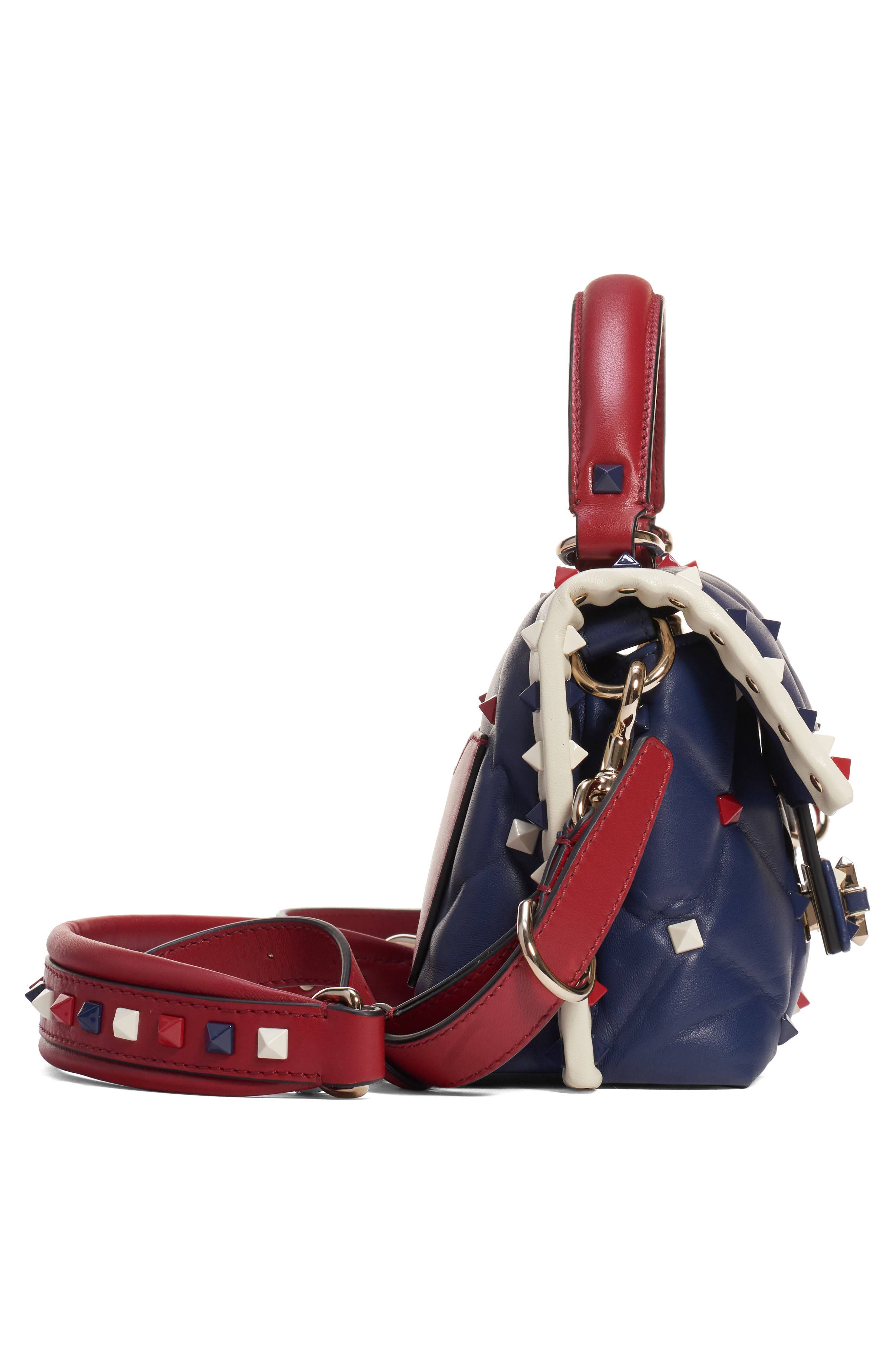 Valentino Garavani Mini Candystud Top Handle Leather Satchel, Alternate, color, 