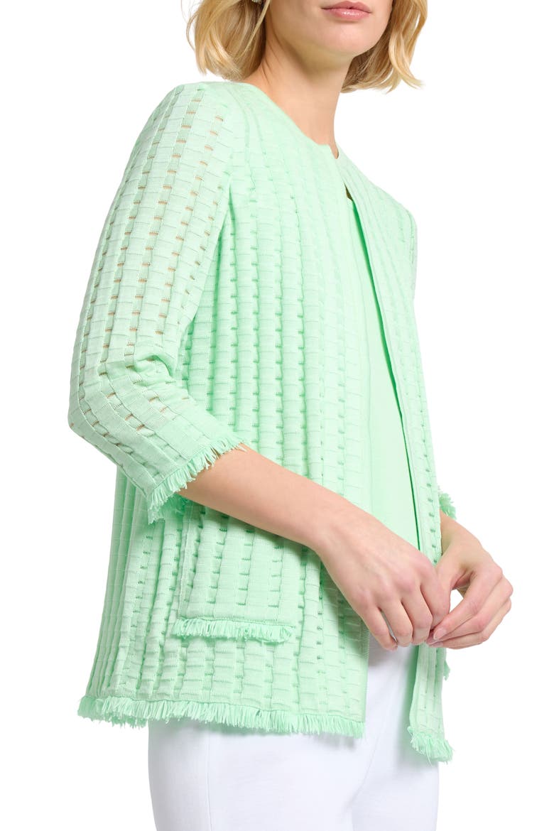 Heritage Fringe Trim Tonal Burnout Knit Jacket, Alternate, color, PARADISE GREEN