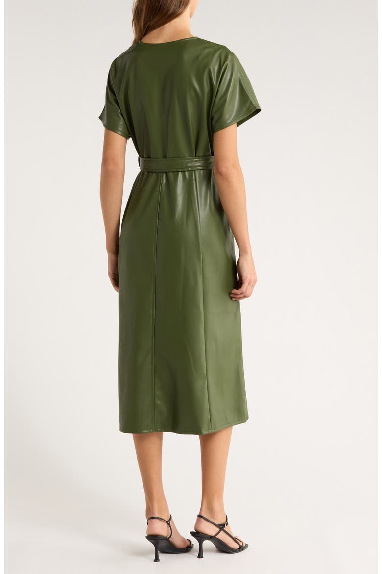 Faux Leather Midi Dress, Alternate, color, SPRUCE