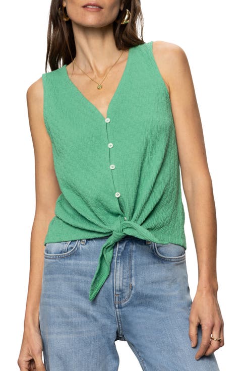 売れ筋商品|||サンクチュアリー カットソー トップス レディース Women's Button-Up Tie-Front Sleeveless Top Black Women's Sanctuary Button Up Tops | Nordstrom