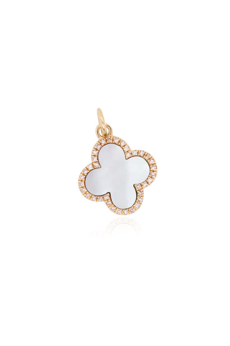 Mother of Pearl Diamond Clover Charm, Main, color, Mother of Pearl