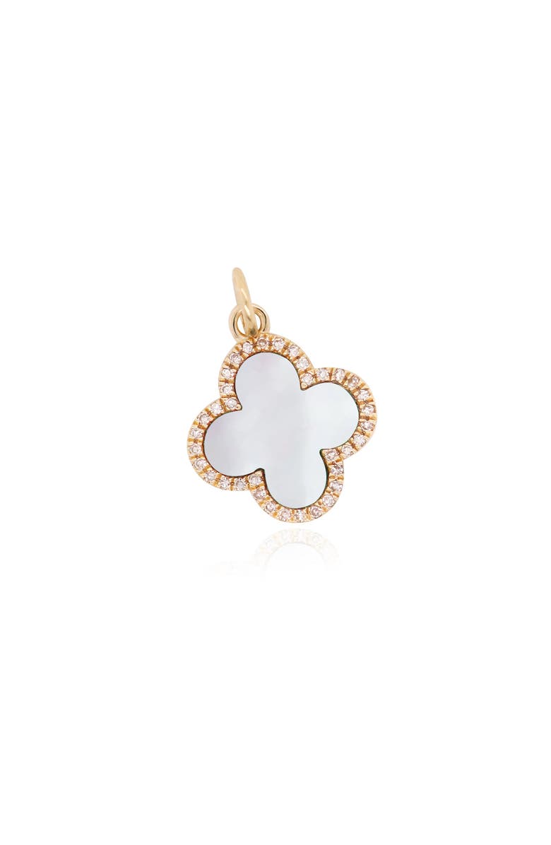 The Lovery Fine Jewelry Mother of Pearl Diamond Clover Charm, Main, color, Mother Of Pearl