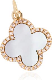 The Lovery Fine Jewelry Mother of Pearl Diamond Clover Charm