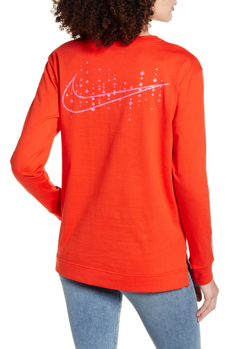 Live Free Logo Graphic Long Sleeve Cotton Tee, Alternate, color, HABANERO RED