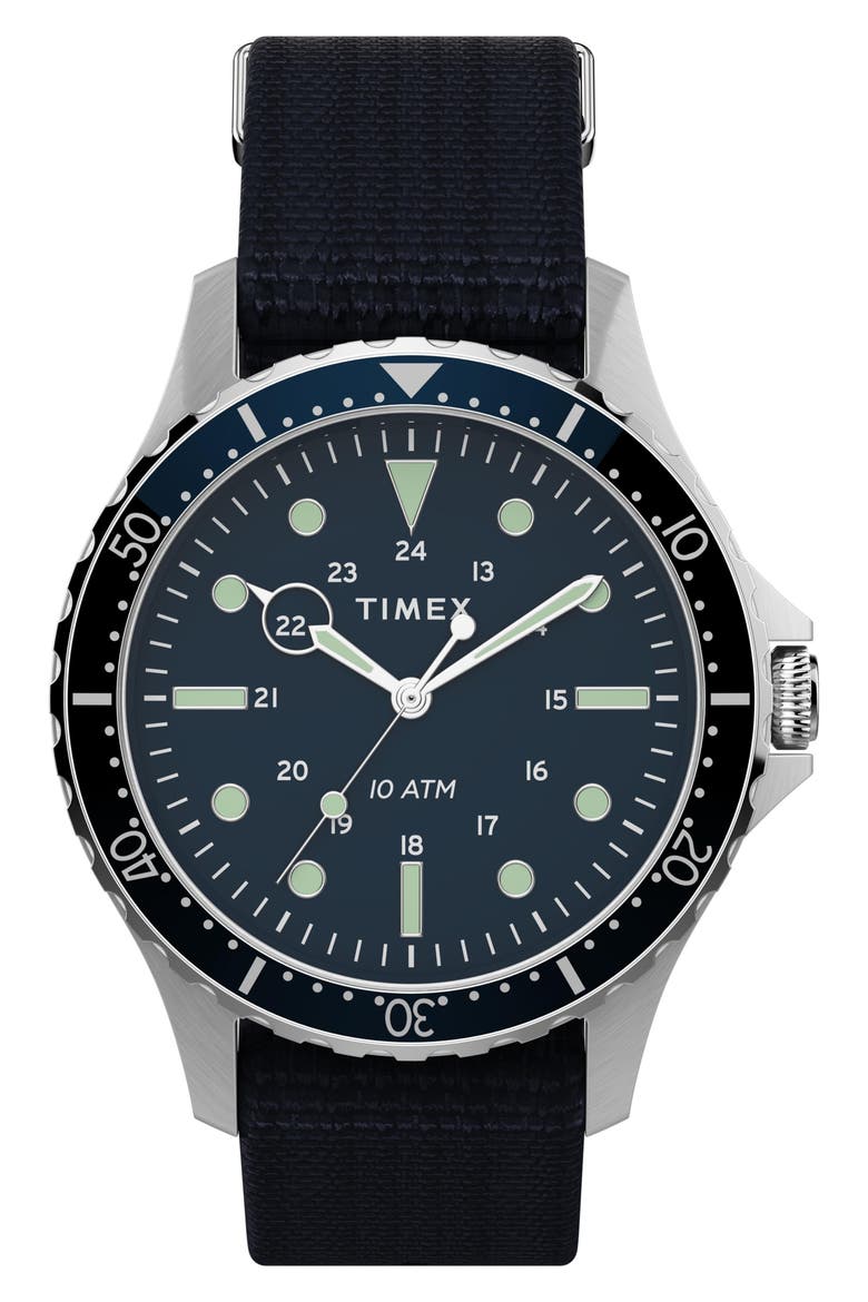 Navi XL NATO Strap Watch, 41mm, Main, color, BLUE/ SILVER
