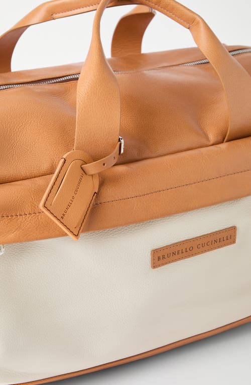 Brunello Cucinelli Grained Calfskin Active Bag In White