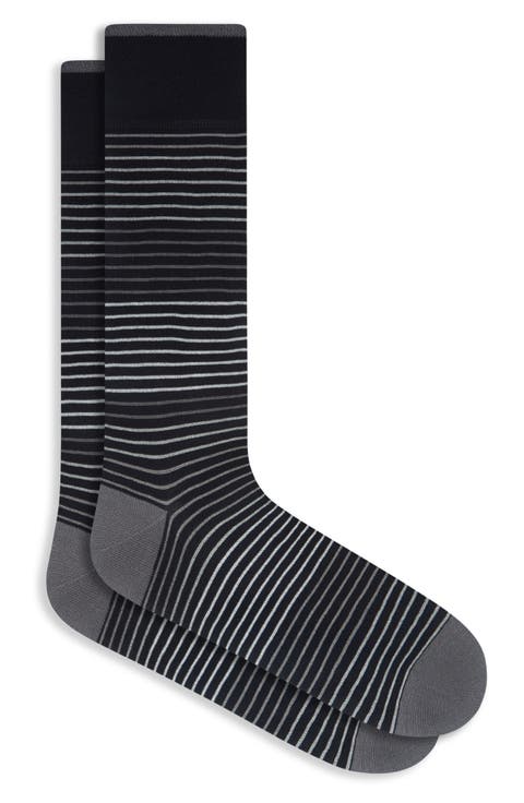Gradient Stripe Mercerized Cotton Blend Dress Socks