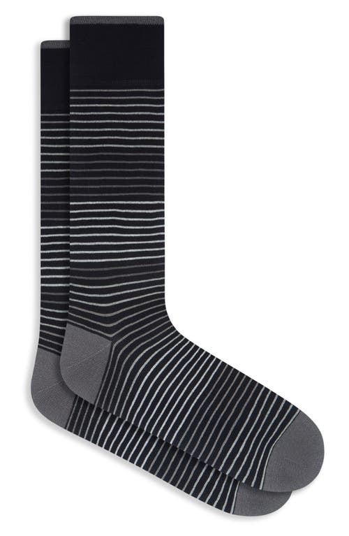 Bugatchi Gradient Stripe Mercerized Cotton Blend Dress Socks In Black