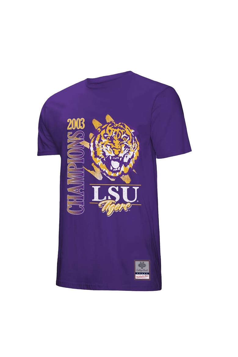 Men's Mitchell & Ness  Purple LSU Tigers Retro Brush Mineral Wash T-Shirt, Alternate, color, Purple