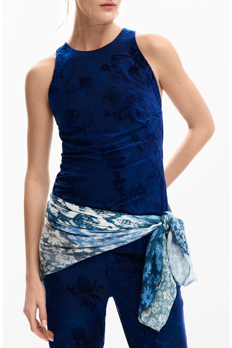 Floral Racerback Tank, Main, color, DARK BLUE